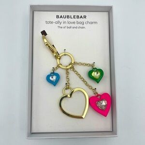 BaubleBar Tote-Ally in Love Colorful Heart Bag Charm Key Chain NWT